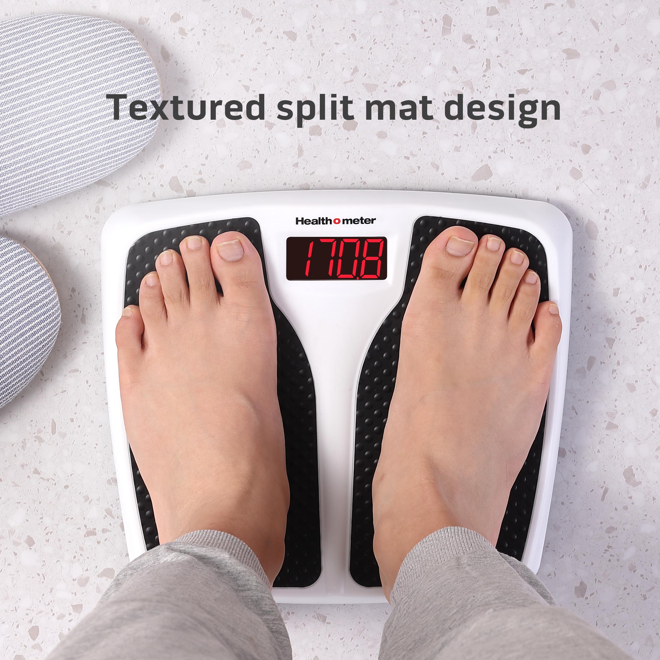 Health o meter Split Mat Digital Scale, 400 lbs Capacity, LED Display, Black and White