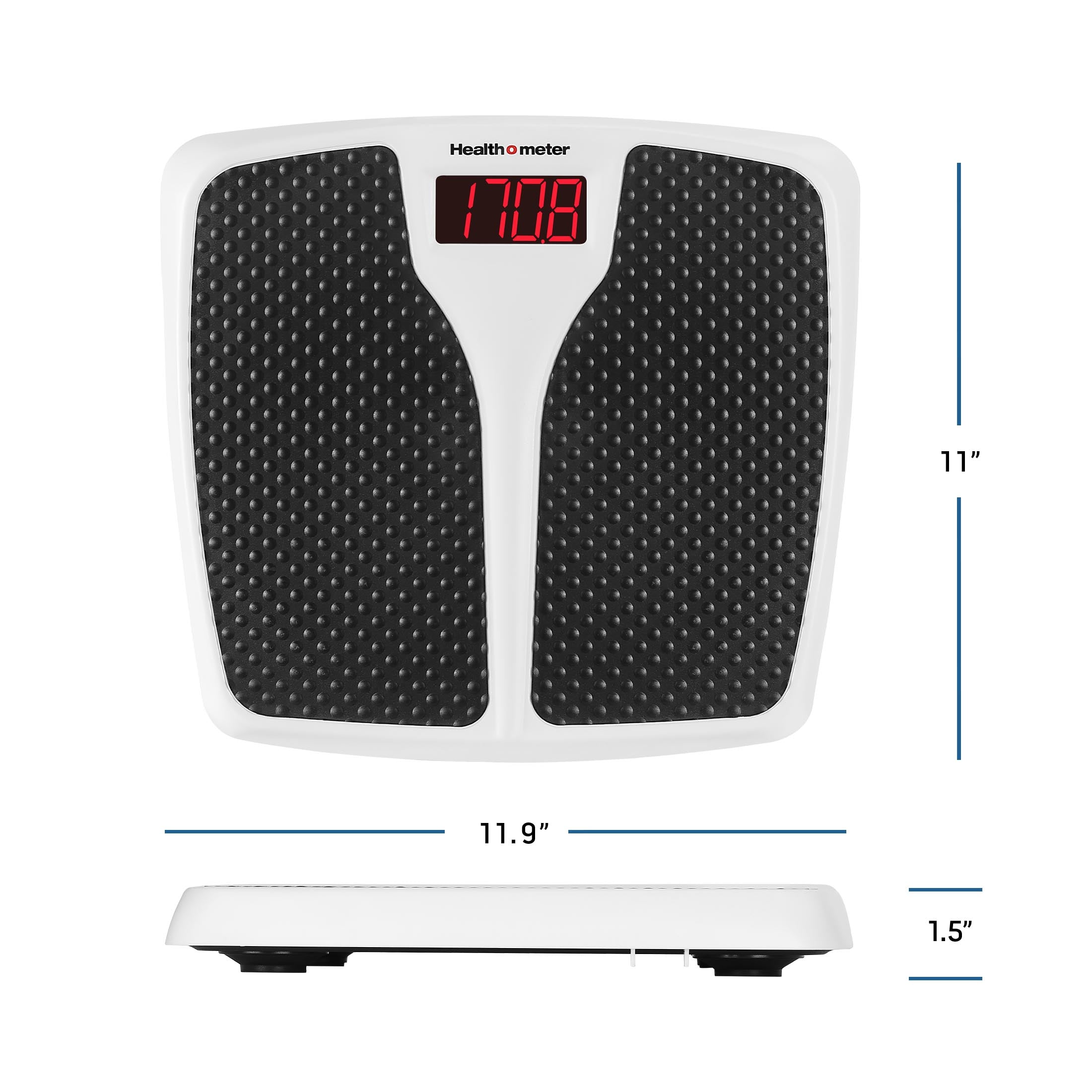 Health o meter Split Mat Digital Scale, 400 lbs Capacity, LED Display, Black and White