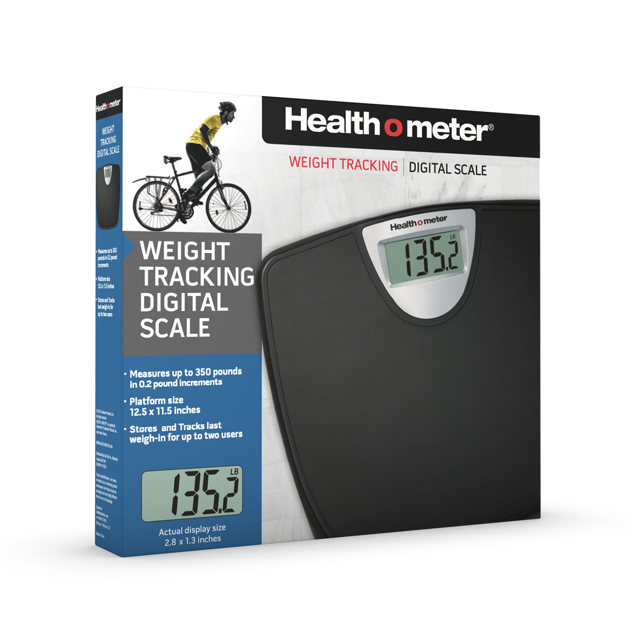 Health o meter Weight Tracking Digital Scale, 350 lbs Capacity, LCD Display, 2 Users, Black