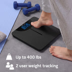 Health o meter Carbon Fiber Weight Tracking Digital Scale, 400 lbs Capacity, LCD Display, 2 Users, Black