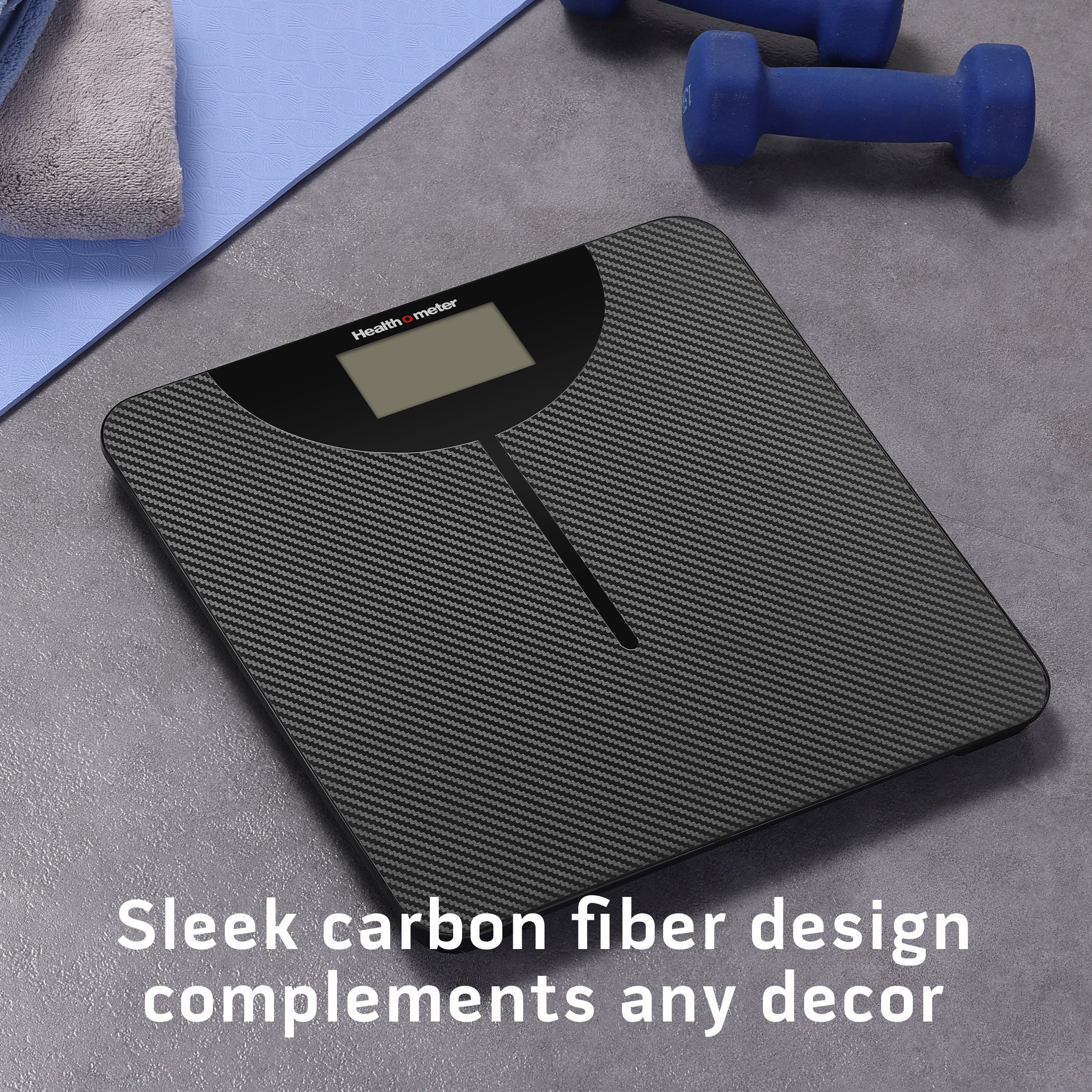 Health o meter Carbon Fiber Weight Tracking Digital Scale, 400 lbs Capacity, LCD Display, 2 Users, Black