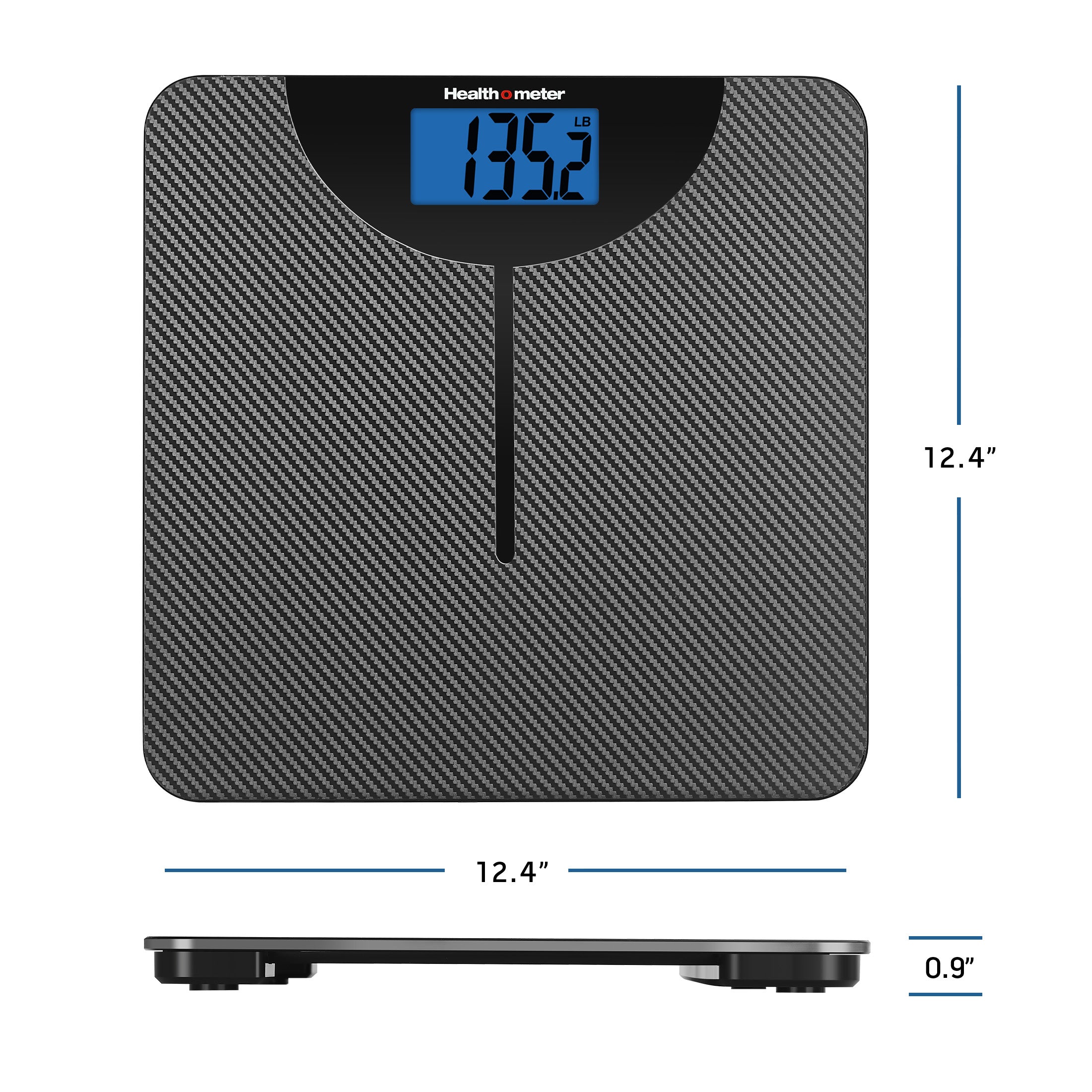 Health o meter Carbon Fiber Weight Tracking Digital Scale, 400 lbs Capacity, LCD Display, 2 Users, Black