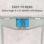 Health o meter Pro Fitness Body Fat Scale, 400 lbs Capacity, LCD Display, 4 Users, Athlete Mode, Tempered Glass, Clear
