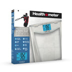 Health o meter Pro Fitness Body Fat Scale, 400 lbs Capacity, LCD Display, 4 Users, Athlete Mode, Tempered Glass, Clear
