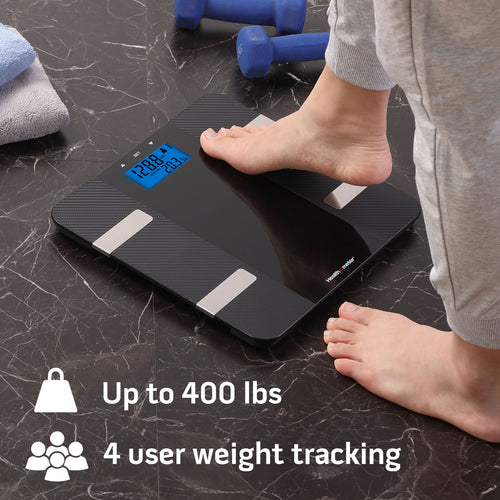 Health o meter Body Composition Scale, 400lb Capacity, LCD Display, 4 Users, Black Stainless