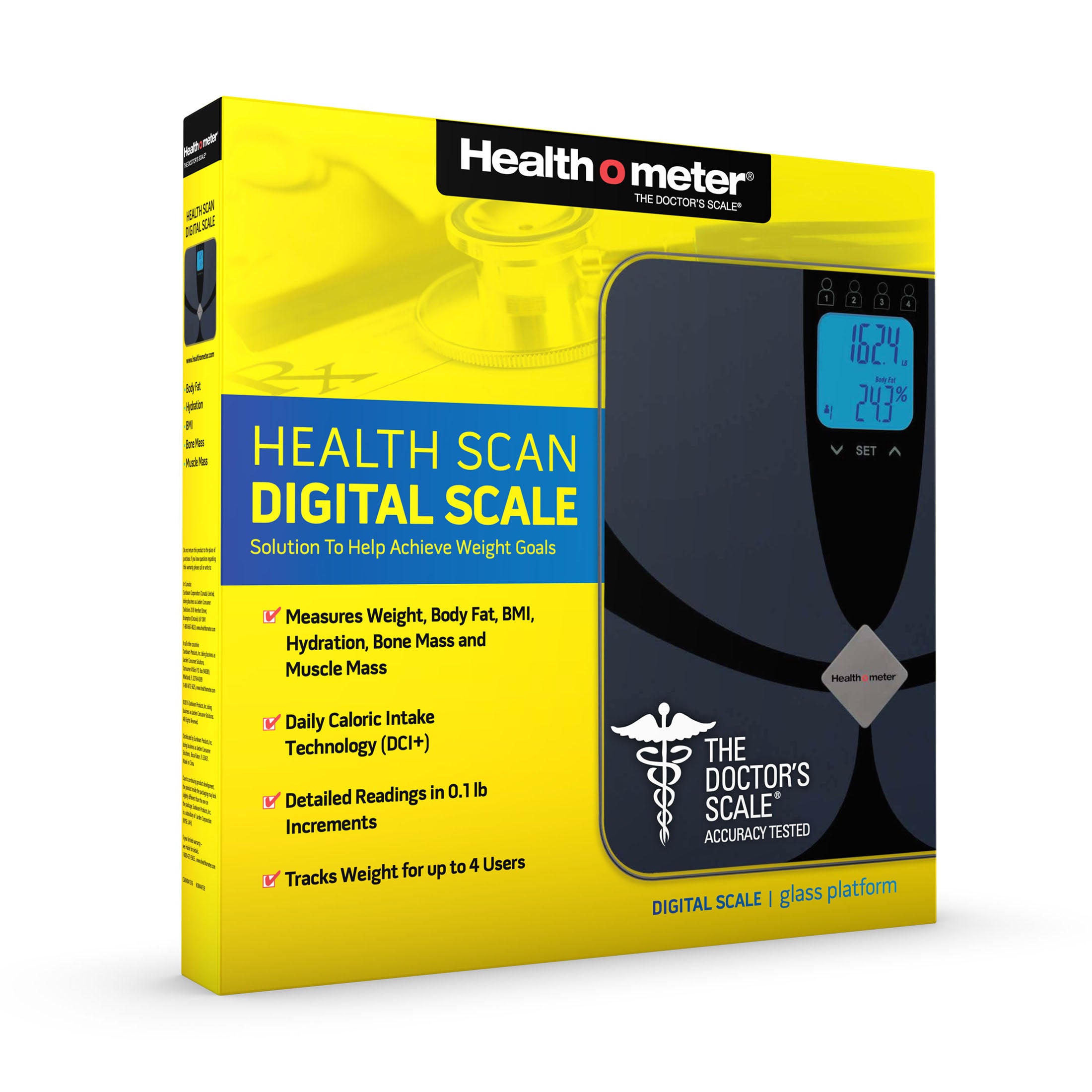 Digital Glass Health Scan Body Composition Weight Tracking Scale, 4 Users, 400 lbs.