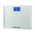 Health o meter Extra Wide Digital Scale, 440 lbs Capacity, Backlit LCD Display, Glass Platform, Silver