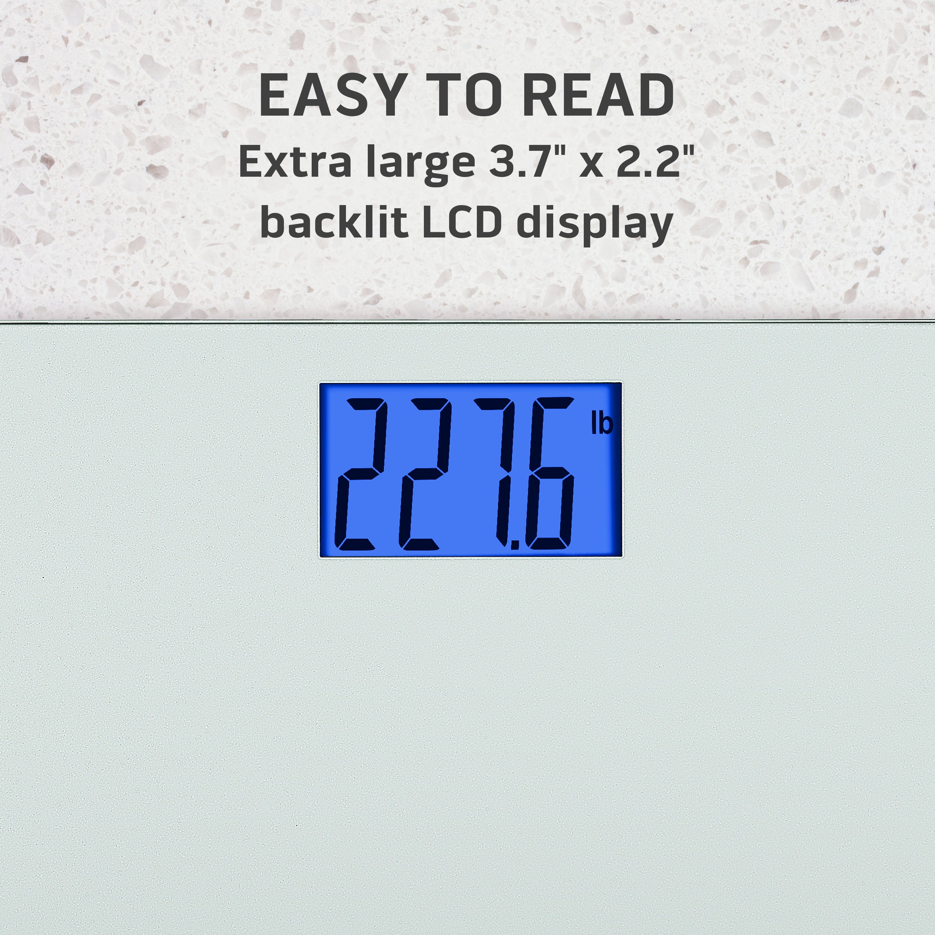 Health o meter Extra Wide Digital Scale, 440 lbs Capacity, Backlit LCD Display, Glass Platform, Silver