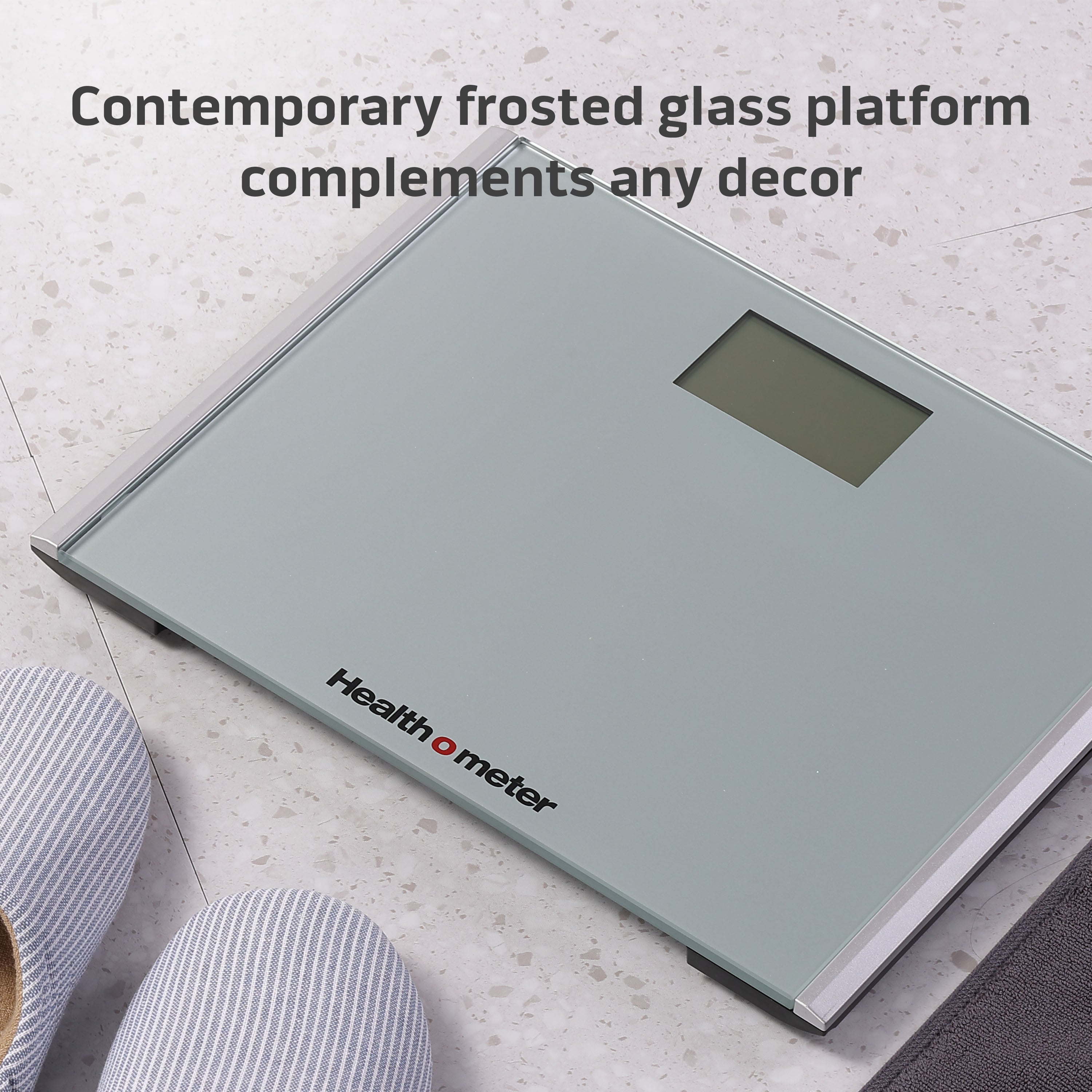 Health o meter Extra Wide Digital Scale, 440 lbs Capacity, Backlit LCD Display, Glass Platform, Silver
