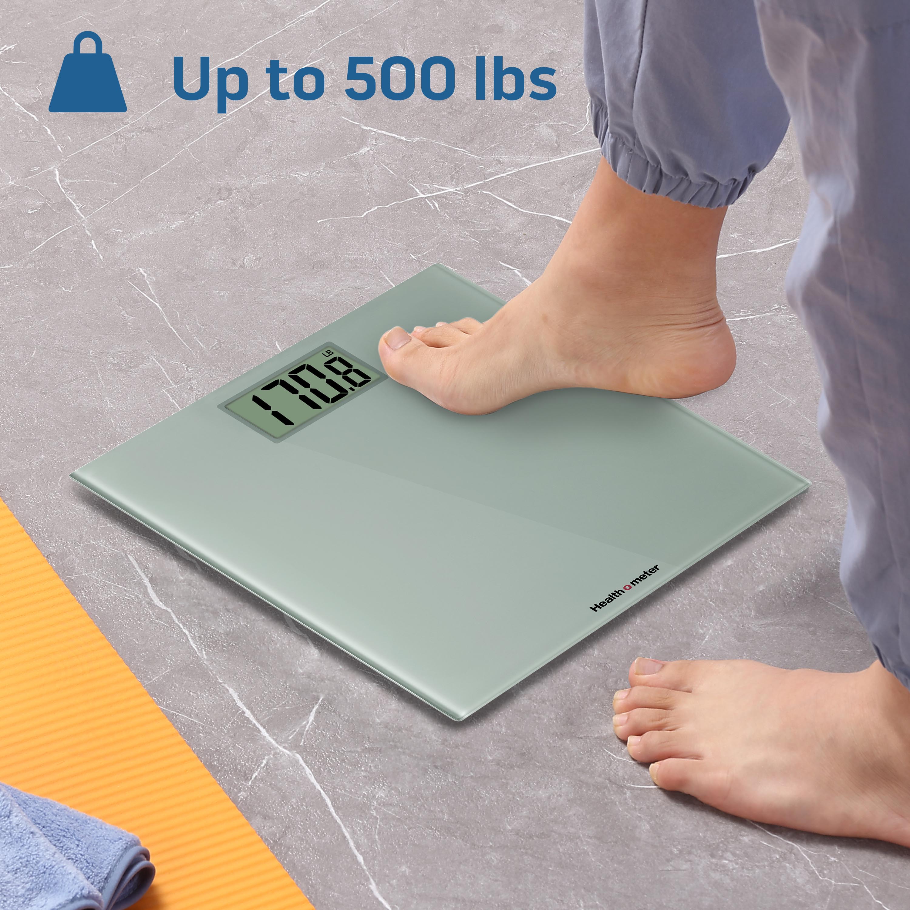 Health o meter High-Capacity Compact Digital Bathroom Scale, 500 lb. Capacity, Glass