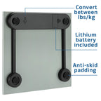 Health o meter High-Capacity Compact Digital Bathroom Scale, 500 lb. Capacity, Glass