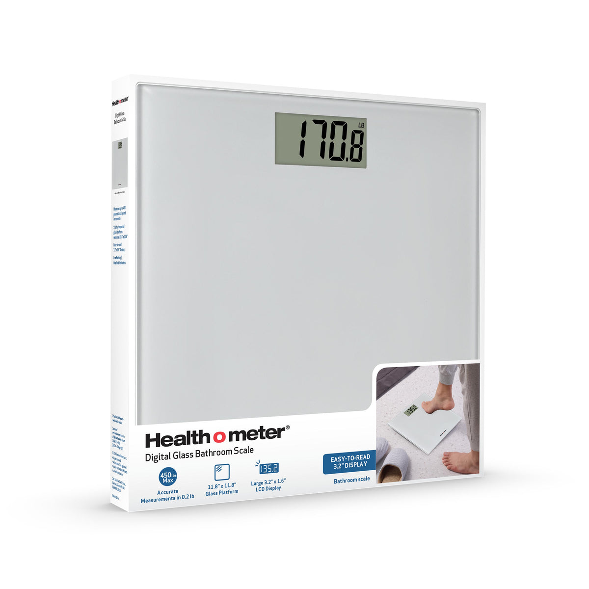 Health o meter Compact Glass Scale, 450 lb Capacity, Accurate Weight, LCD Display