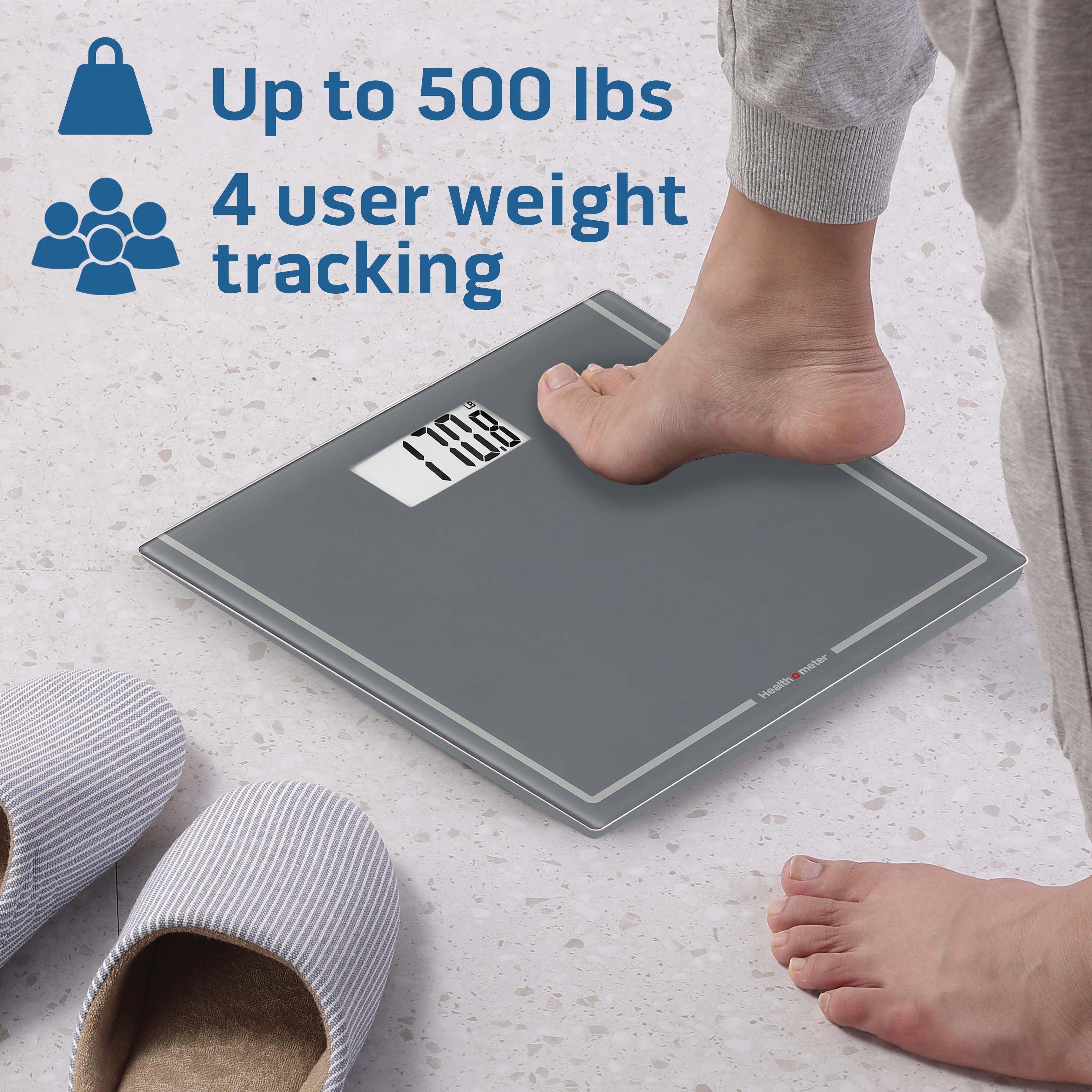 Health o meter Extra Wide Digital Scale, 500 lb Capacity, Multi-User, LCD Display