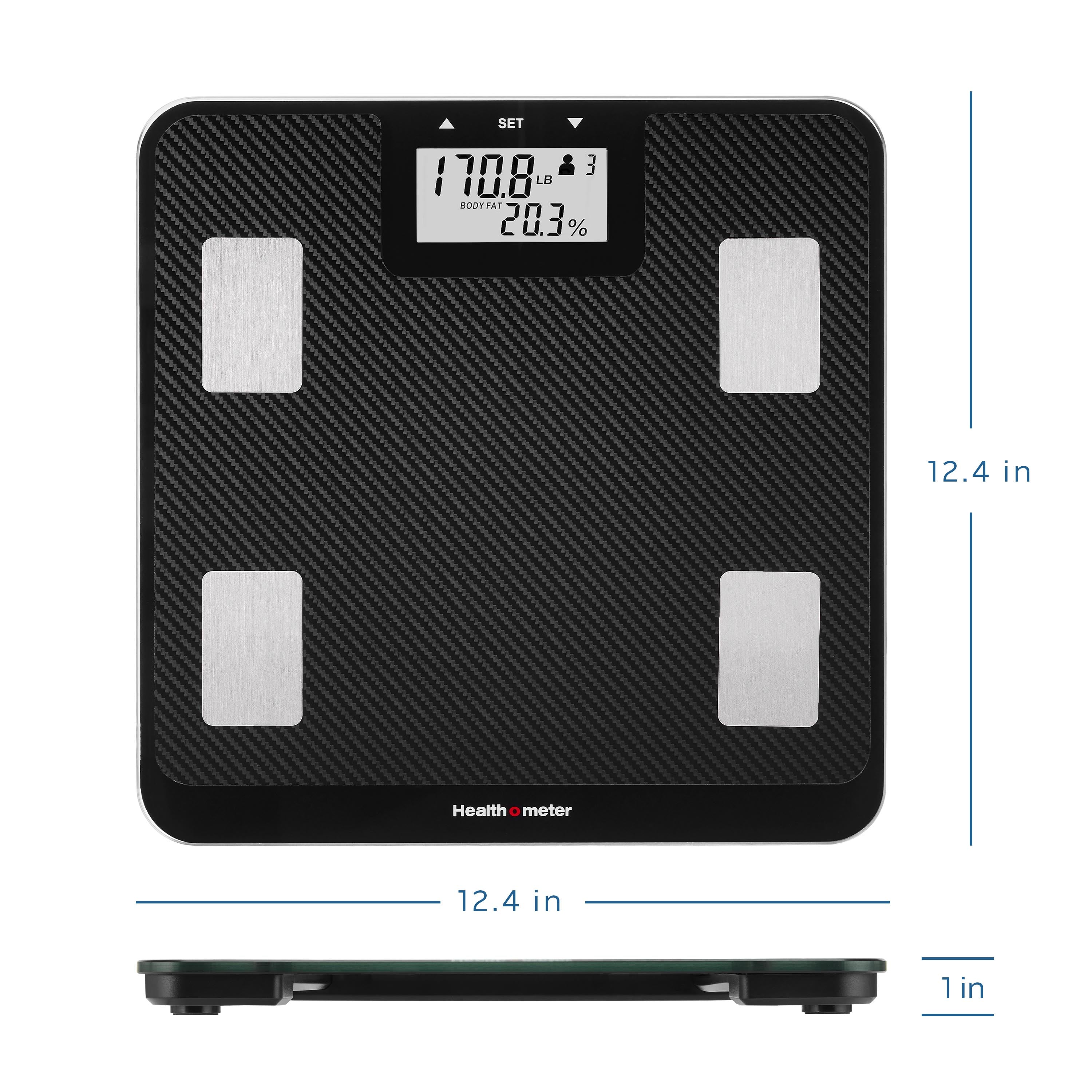 Health o meter Digital Body Composition Scale, BMI, Body Fat, Water Mass, Multi-User Tracking, 500 lb