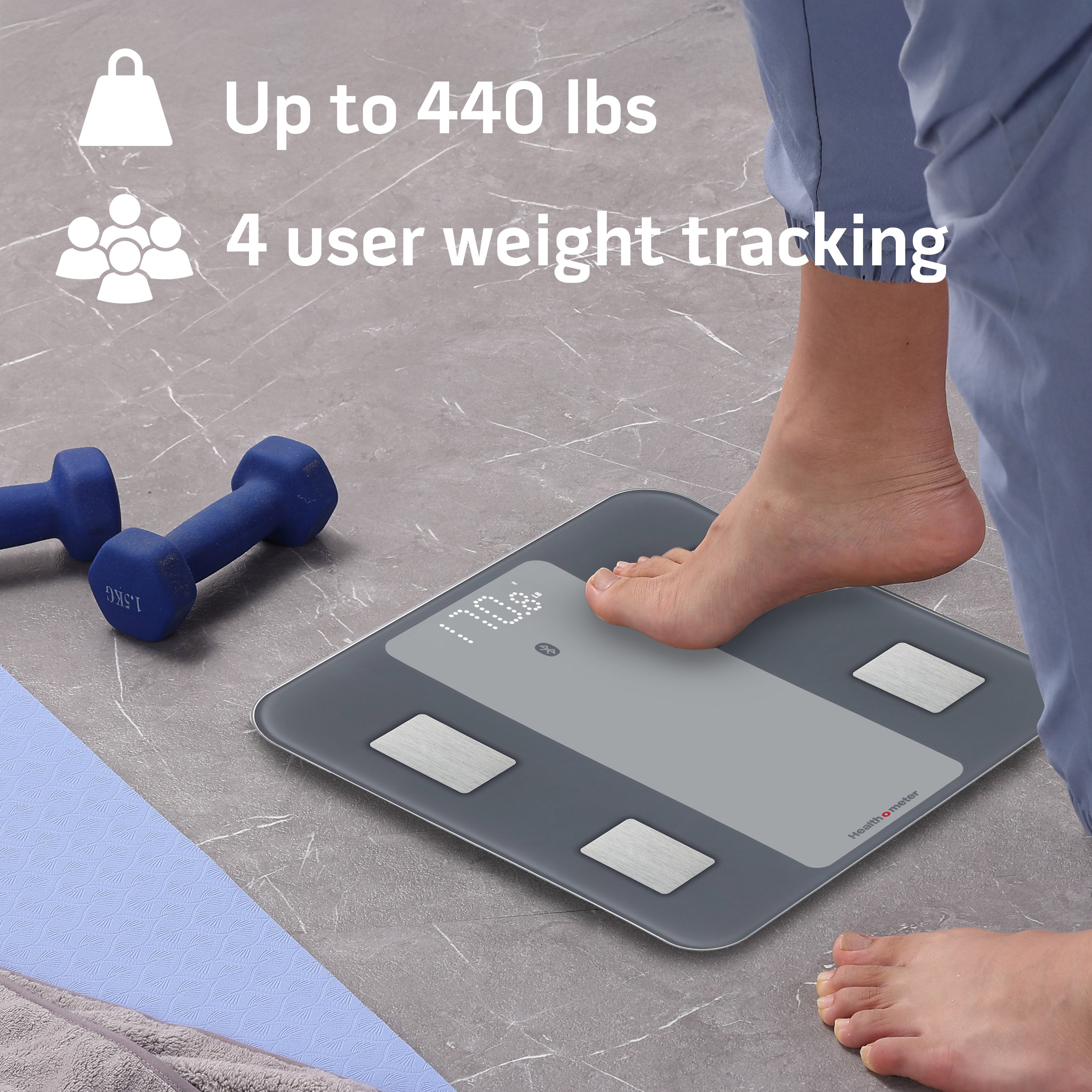 Health o meter Bluetooth Smart Body Composition Scale 440 lb Capacity with BMI Tracking