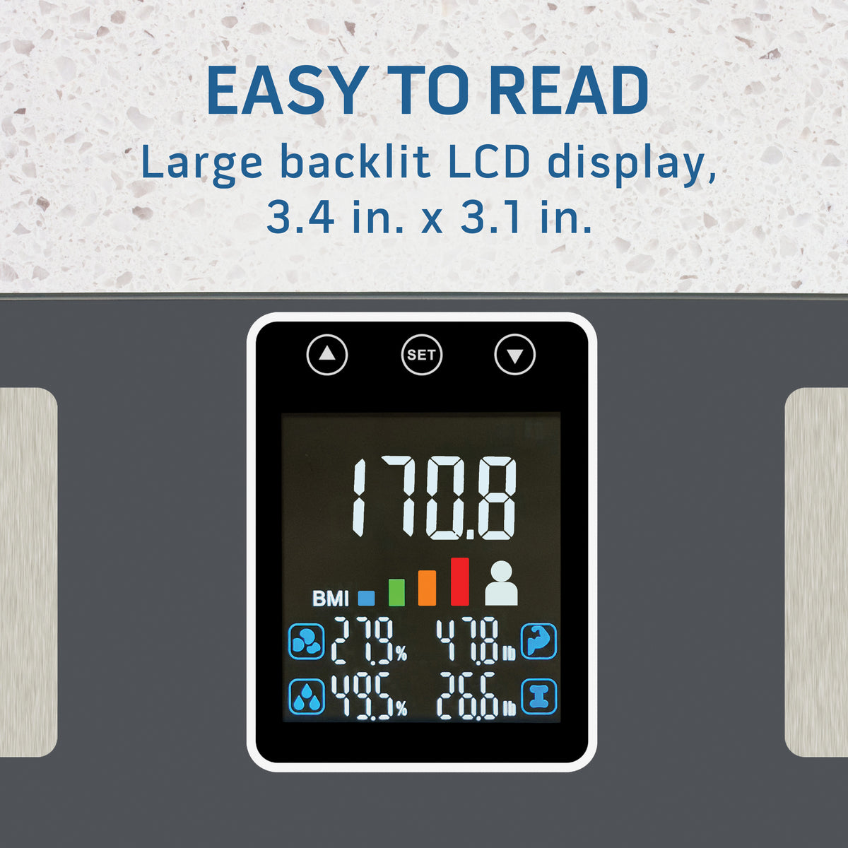 Health o meter Extra-Wide Body Analysis Digital Bathroom Scale with Backlit Display, 500 lb Capacity