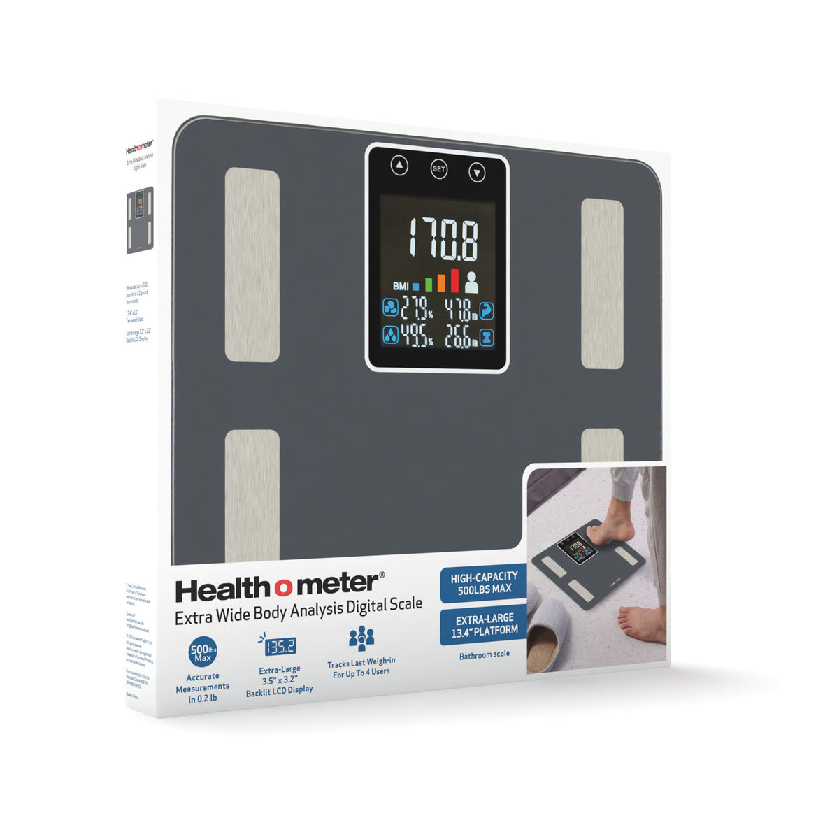 Health o meter Extra-Wide Body Analysis Digital Bathroom Scale with Backlit Display, 500 lb Capacity