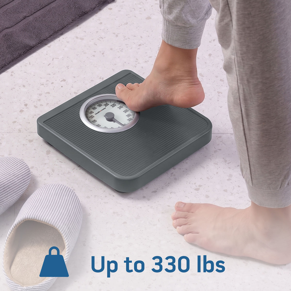 Health o meter Mechanical Analog Bathroom Scale with Extra-Large Easy-Read Dial and Non-Slip Mat, 330 lb Capacity