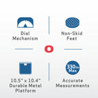 Health o meter Mechanical Analog Bathroom Scale with Extra-Large Easy-Read Dial and Non-Slip Mat, 330 lb Capacity