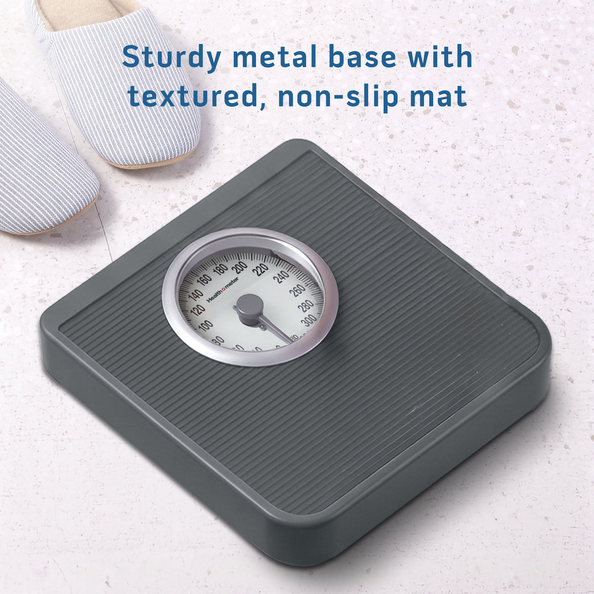 Health o meter Mechanical Analog Bathroom Scale with Extra-Large Easy-Read Dial and Non-Slip Mat, 330 lb Capacity
